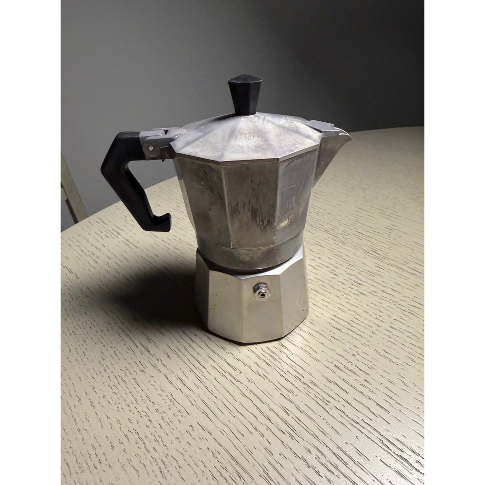 Primula Aluminum Stovetop Espresso Maker 1 Cup Mini Moka Pot Silver Black Handle